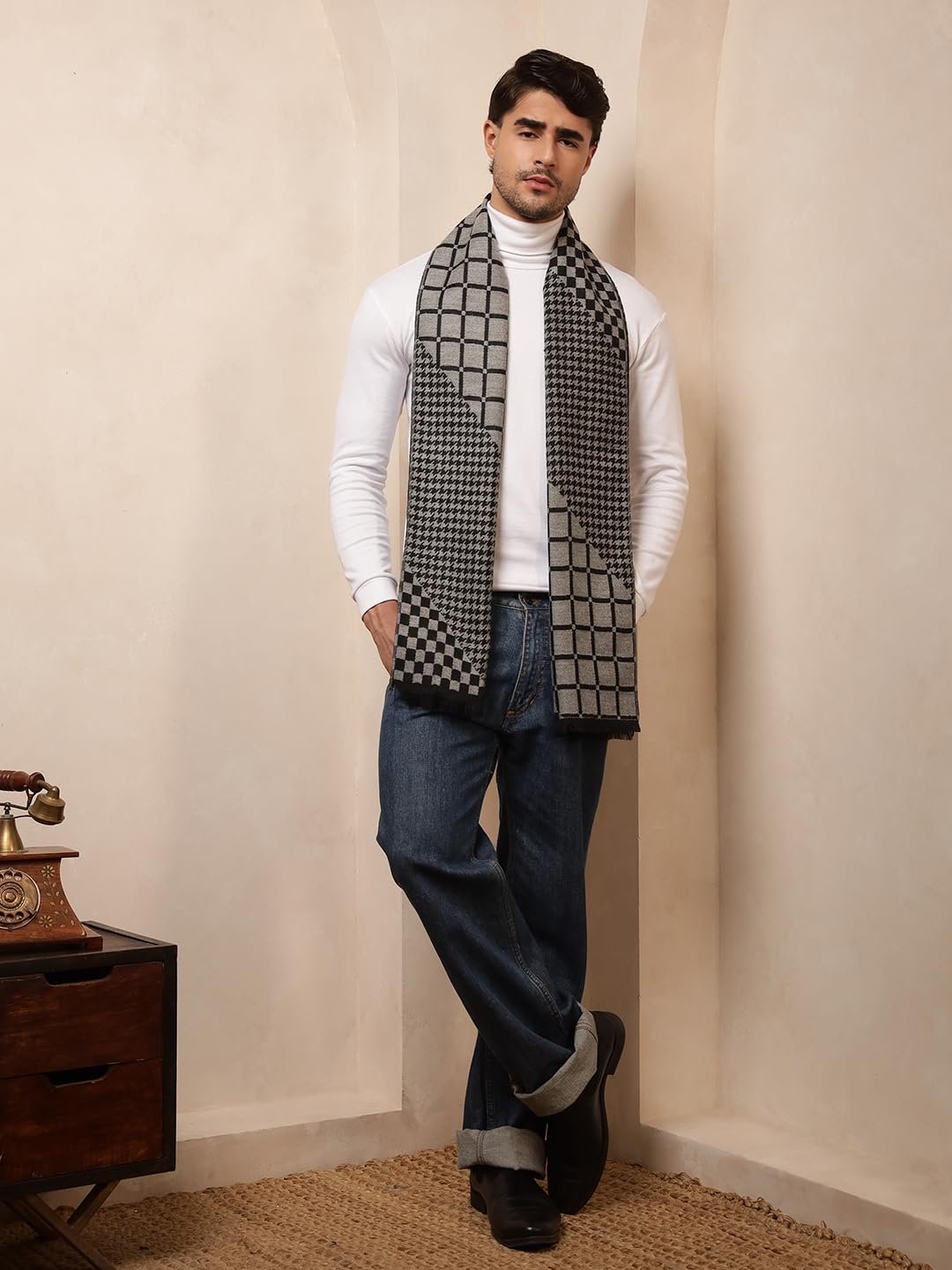 Ravaiyaa - Attitude is everything Men's Reversible Stripe Pattern Winter Wool Scarf, Muffler 72"x12" Inch - Image 7