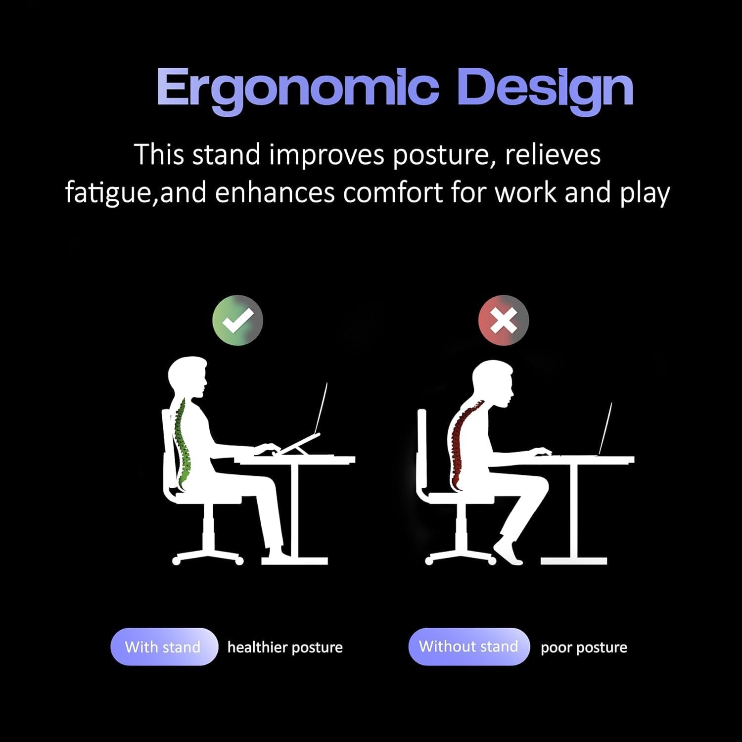 JK Vision 6 Angles Adjustable Aluminum Ergonomic Foldable Portable Tabletop Laptop/Desktop Riser Stand Holder Compatible for MacBook, HP, Dell, Lenovo & All Other Notebook (Grey) - Image 5