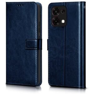 WOW IMAGINE Shock Proof Flip Cover Back Case Cover for Oppo F31 5G (Flexible | Leather Finish | Card Pockets Wallet & Stand | Blue)
