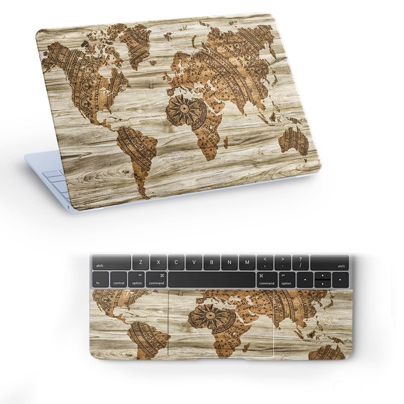 World Map D14 Full Vinyl Laptop Skin/Sticker/Cover for 15 to 15.6 Inches Laptops Laminated-Removable-HD Quality Compatible for Hp-Dell-Sony-Lenovo-Asus etc.(15x10 Inches)