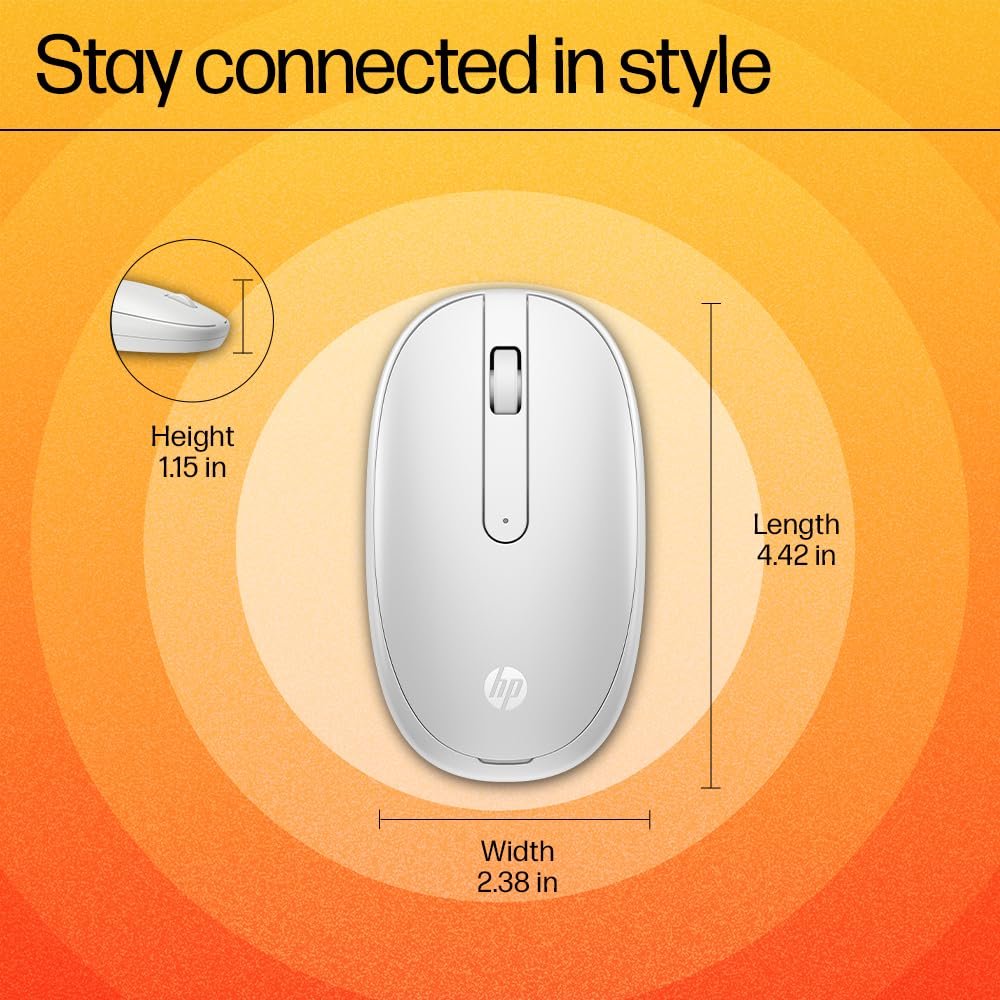 HP 240 Lunar White Bluetooth Mouse/Bluetooth® 5.1 connection/15 Month battery/1600 dpi Optical Sensor/Sleek and ambidextrous Design - Image 2