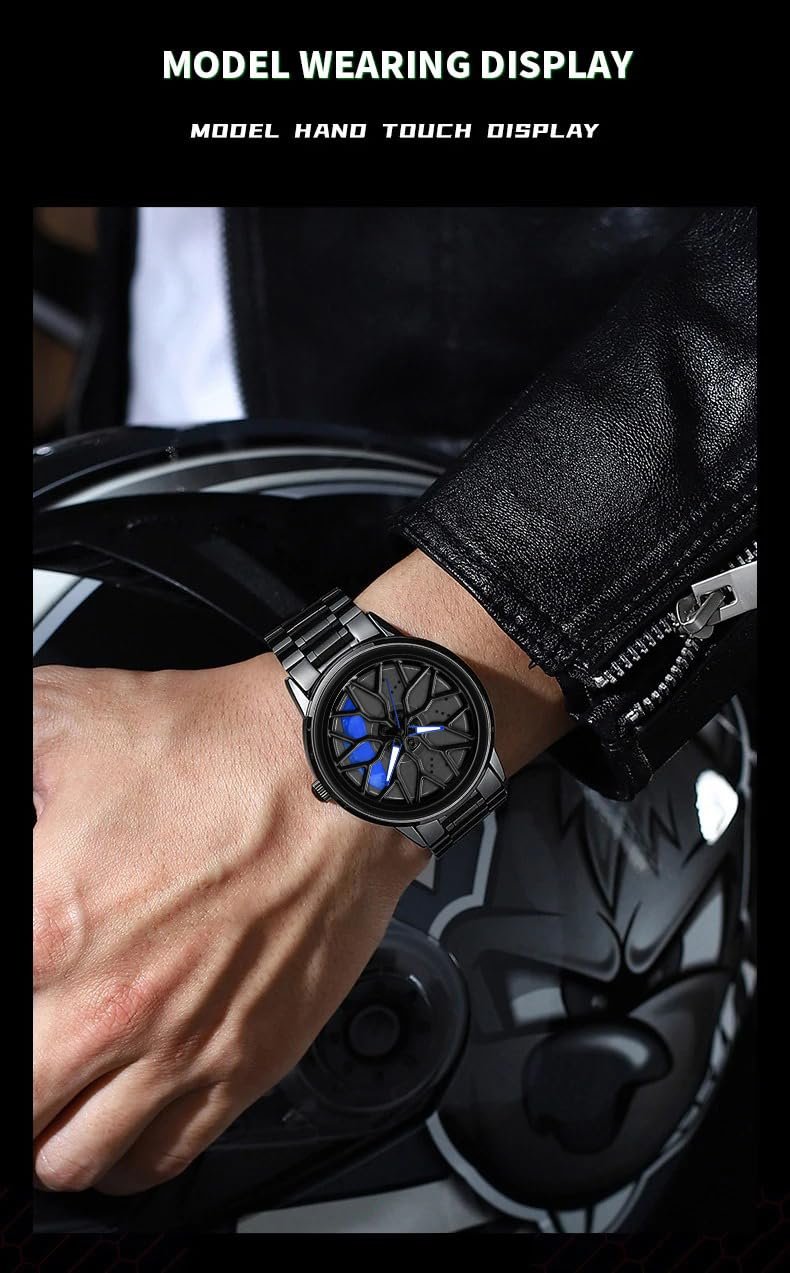 Shocknshop RevolveX Rotating Hollow Wheel Hub Creative Fashion Analog Quartz Stainless Steel Wrist Watch for Men Boys -WCH365 - Image 4