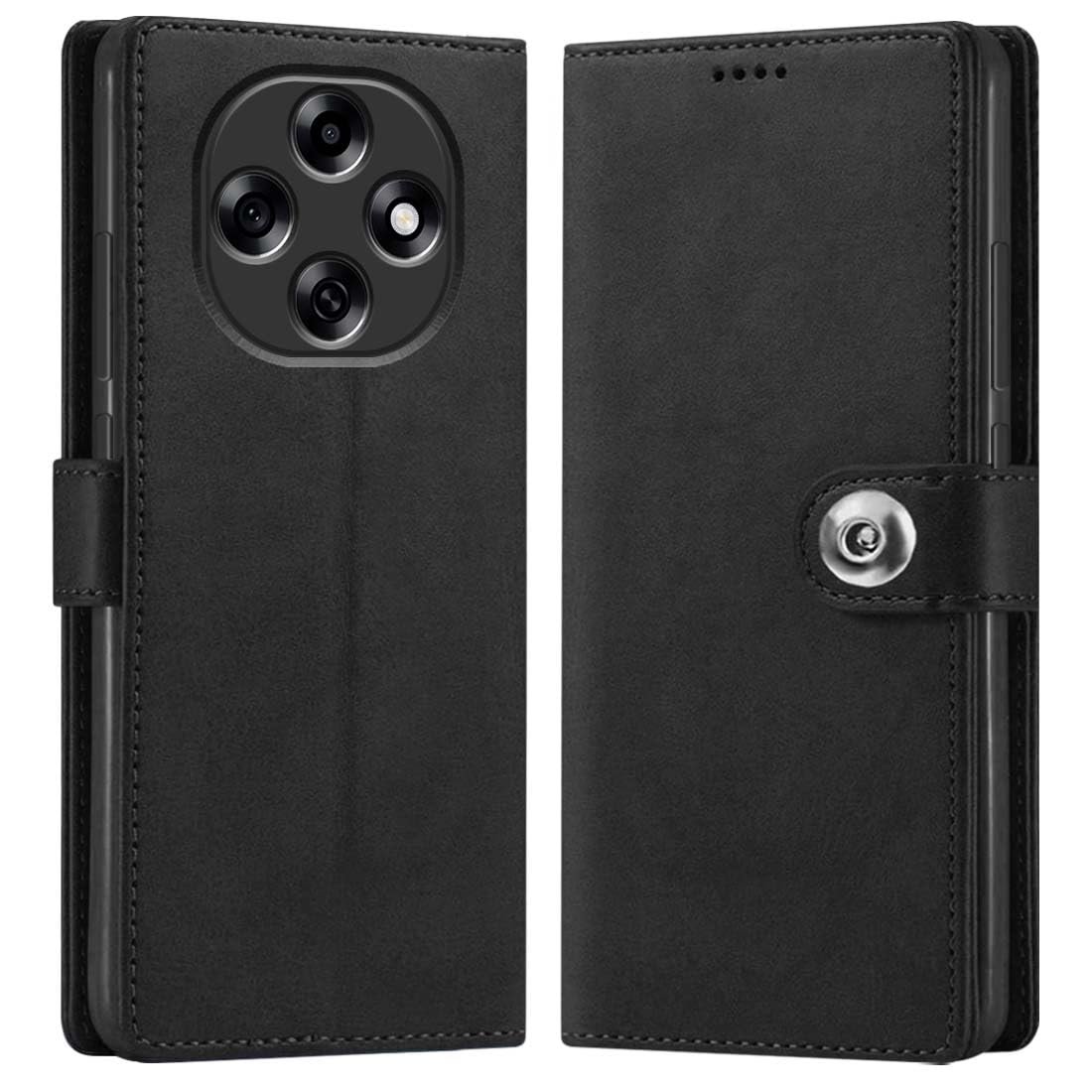 Fashionury Flip Back Case for Oppo F31 Pro 5G | Genuine Leather Finish | Designer Button | Inbuilt Pockets & Stand | Flip Cover Back Case for Oppo F31 Pro 5G (Black) - Image 7