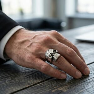 THE MEN THING PHANTOM Titanium Steel Ring for Men and Boys (Size-21)