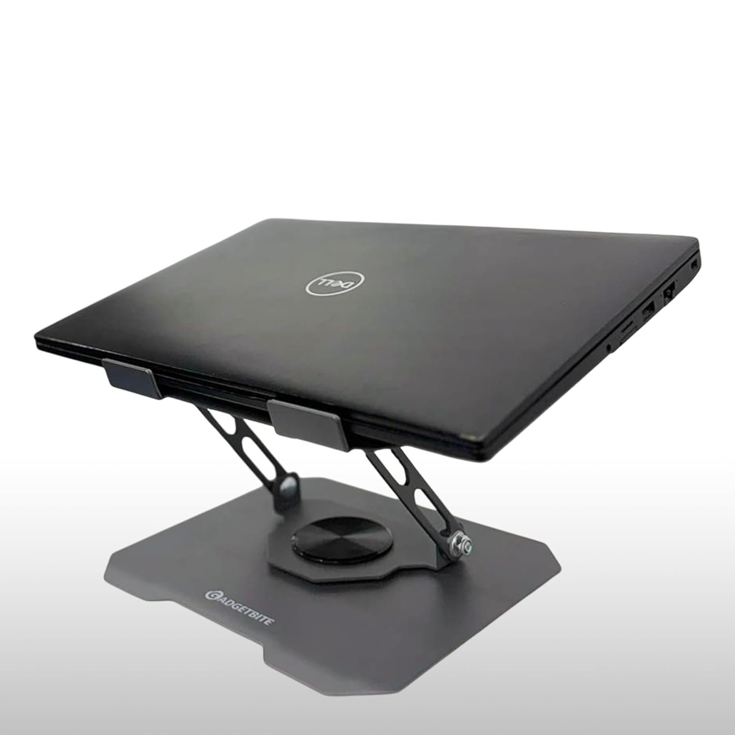 GadgetBite Laptop Stand with 360° Rotation, Foldable and Height-Adjustable Design. Sturdy Carbon Steel Build with Anti-Slip Pads. Supports laptops up to 15.6” – MacBook, Dell, HP & More - Grey - Image 4
