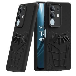 Hello Zone Black Case for Vivo T4x 5G / iQoo Z10x 5G Embosed Designer Safety Back Case Cover with Camera Protection