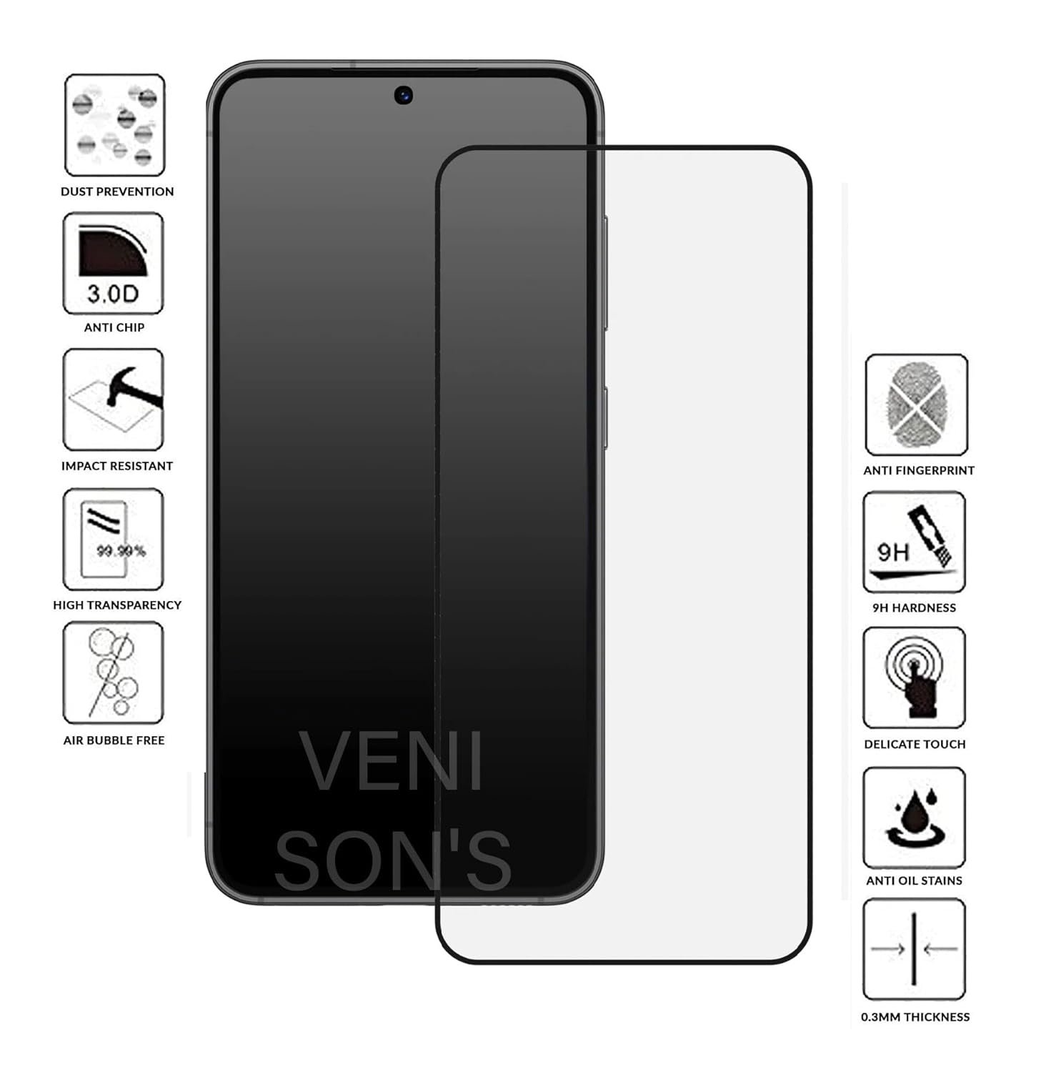 VENI SON'S Scratch And Tear Resistant, Crystal Clear Edge to Edge Tempered Glass Screen Protector Guard Suitable For Vivo T4X 5G - Image 5