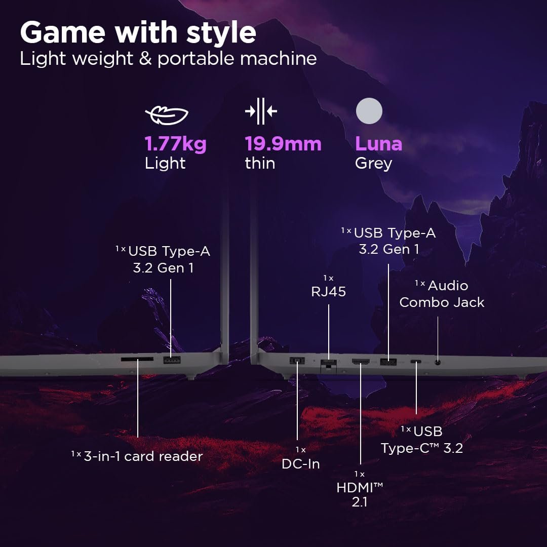 Lenovo LOQ Essential Intel Core i5-12450HX| NVIDIA RTX 3050 6GB (12GB RAM/512GB SSD/144Hz Refresh Rate/15.6" (39.6cm)/Windows 11/3 Mon. Game Pass/Grey/1.7Kg), 83LK006AIN AI Gaming Laptop - Image 6