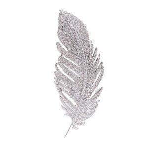 Rhinestone Feather Brooches Pin for Women Men Fashion Crystal Delicate Leaf Brooch Lapel Pins Elegant Dress Accessories Jewelry Corsage for Hat Bag Suit Tie Wedding Birthday
