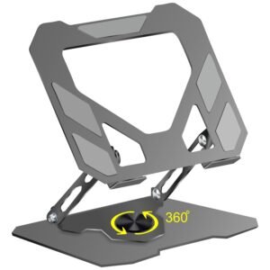 GadgetBite Laptop Stand with 360° Rotation, Foldable and Height-Adjustable Design. Sturdy Carbon Steel Build with Anti-Slip Pads. Supports laptops up to 15.6” – MacBook, Dell, HP & More - Grey