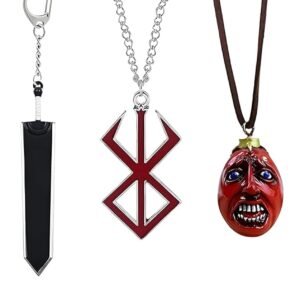 3PCS Pendant, Comicsense Chain, Anime Chain Necklace for Men and Women, Suitable for Gift Giving, Cosplay Accessory, Fashion Jewelry, Lightweight and Durable, 54.4 x 2.4 x 1 cm