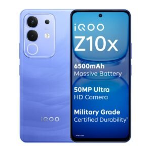 iQOO Z10x 5G (Ultramarine, 8GB RAM, 256GB Storage) | 6500 mAh Large Capacity Battery | Dimensity 7300 Processor | Military-Grade Durability
