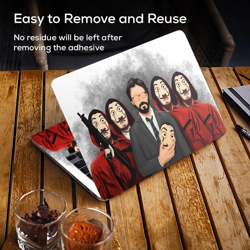 Money Heist D3 Full Body Vinyl Laptop Skin/Sticker/Cover Upto 15.6 Inches Laptops Laminated-Removable-HD Quality Compatible for Hp-Dell-Sony-Lenovo-Asus etc.(15x10 Inches) - Image 3