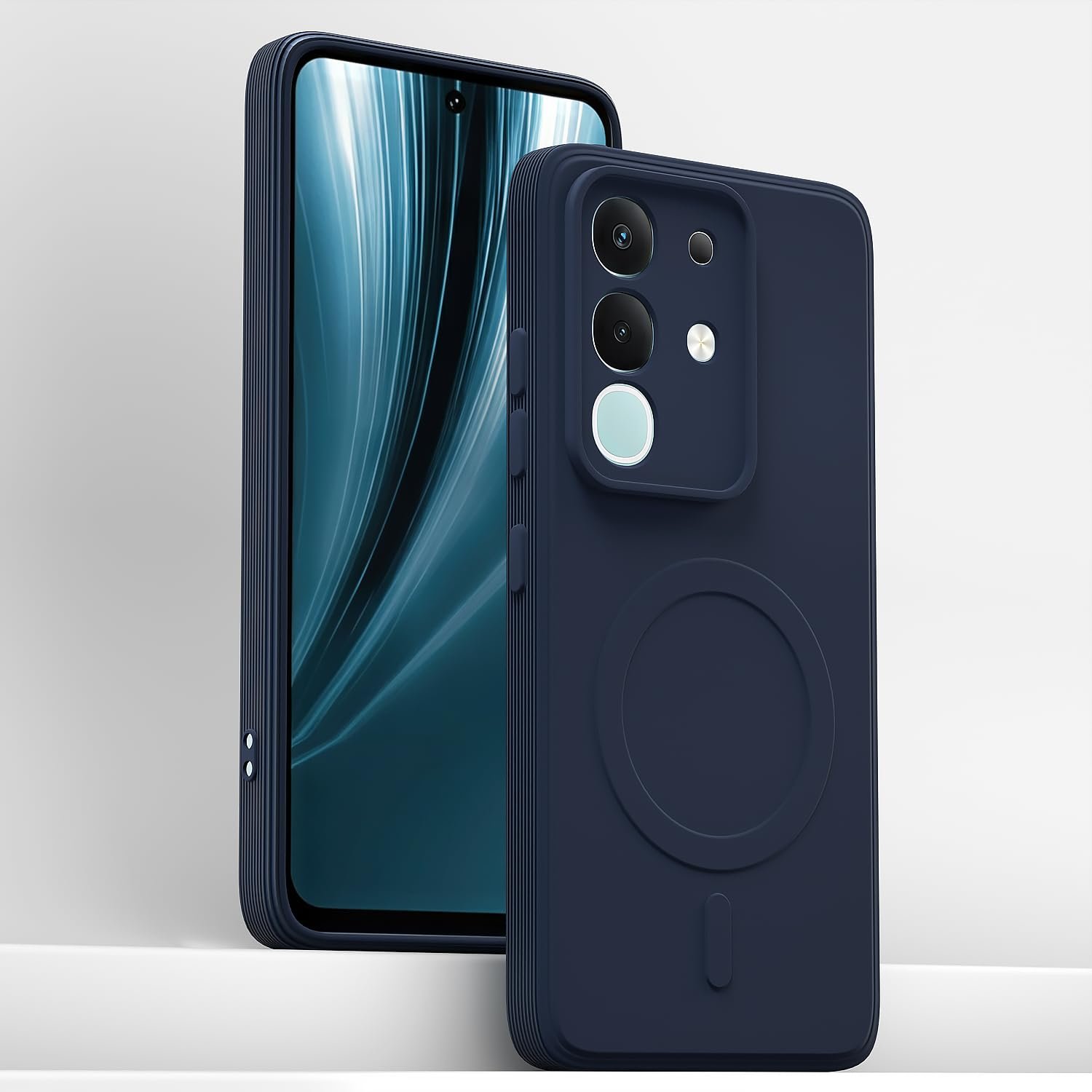 Outlouders Back Cover for Vivo T4x 5G/Y31 Pro 5G/iQOO Z10x 5G Soft Matte Silicone Cover with Slim Fit | Mag-Safe Logo (Not Mag-Safe Compatible) | Shockproof | Camera Protection Bumper Case (Blue) - Image 2