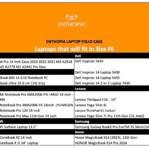 ENTHOPIA 14 Inches Folio Laptop Case Cover Vegan Leather Compatible for MacBook, Lenovo, Hp, Dell &Other Notebooks - Mint