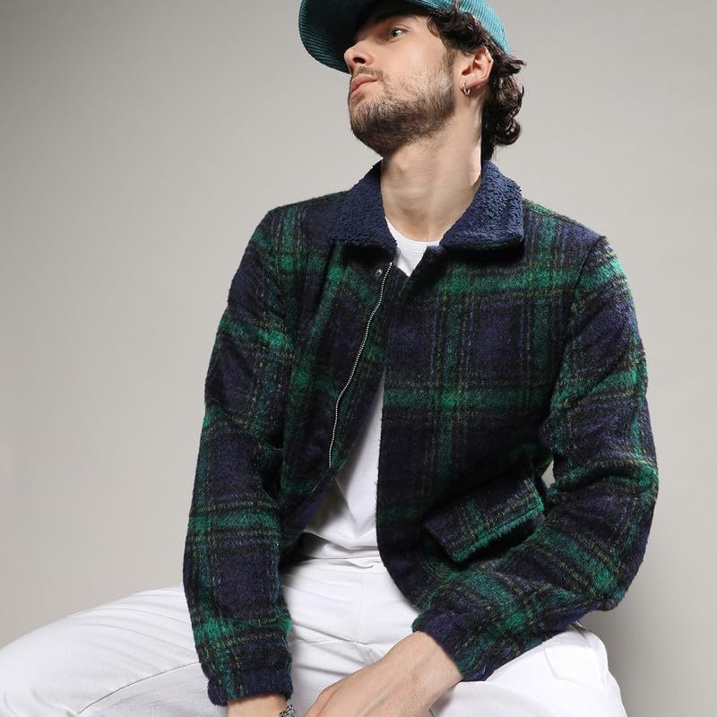 Campus Sutra Men's Jacket With Fleece Collar For Casual Wear | Spread Collar | Long Sleeve | Zipper Closure | Cotton Jacket Crafted With Comfort Fit For Everyday Wear - Image 2