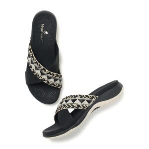 Marc Loire Western Embellished Flatform Heels for Women| Round Toe Fashion Sandal with PU Sole| Casual Party Footwear for Woman