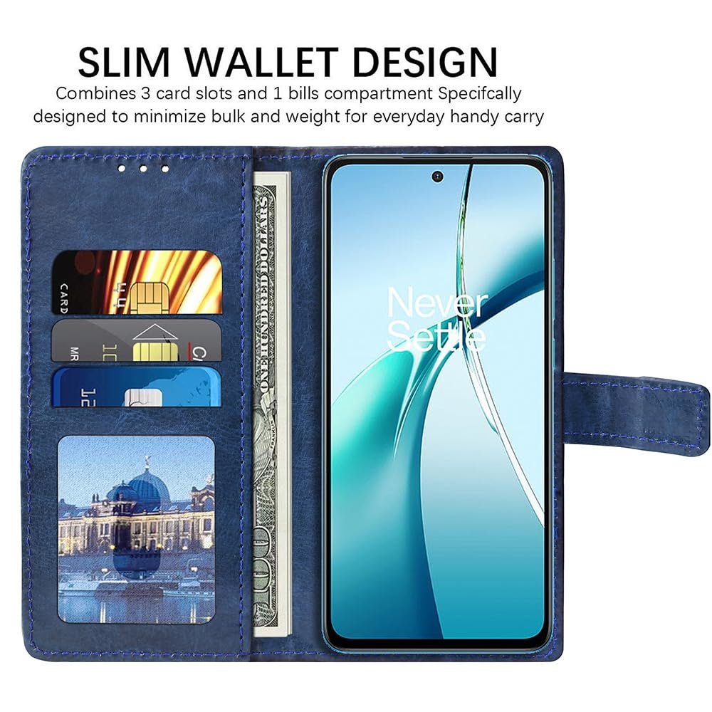 Flip Cover Back Case for OnePlus Nord CE4 Lite 5G | Premium Leather Finish | Inbuilt Pockets & Stand | Flip Cover Back Case for OnePlus Nord CE4 Lite 5G (Blue) - Image 4