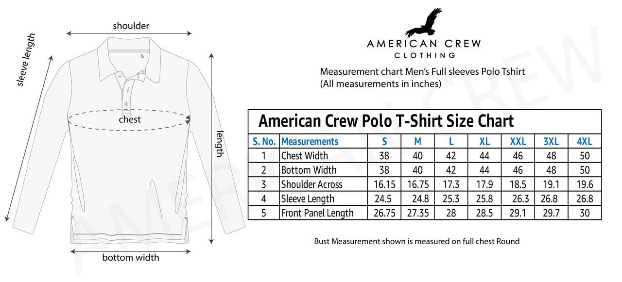 AMERICAN CREW Full Sleeves Polo Collar T-Shirt with Pocket for Men