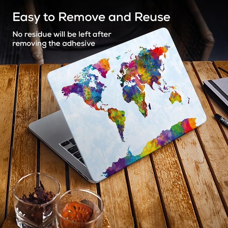 World Map D1 Full Vinyl Laptop Skin/Sticker/Cover for 15 to 15.6 Inches Laptops Laminated-Removable-HD Quality Compatible for Hp-Dell-Sony-Lenovo-Asus etc.(15x10 Inches) - Image 4