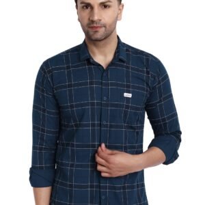 Majestic Man Slim Fit Cotton Casual Check Shirt for Men