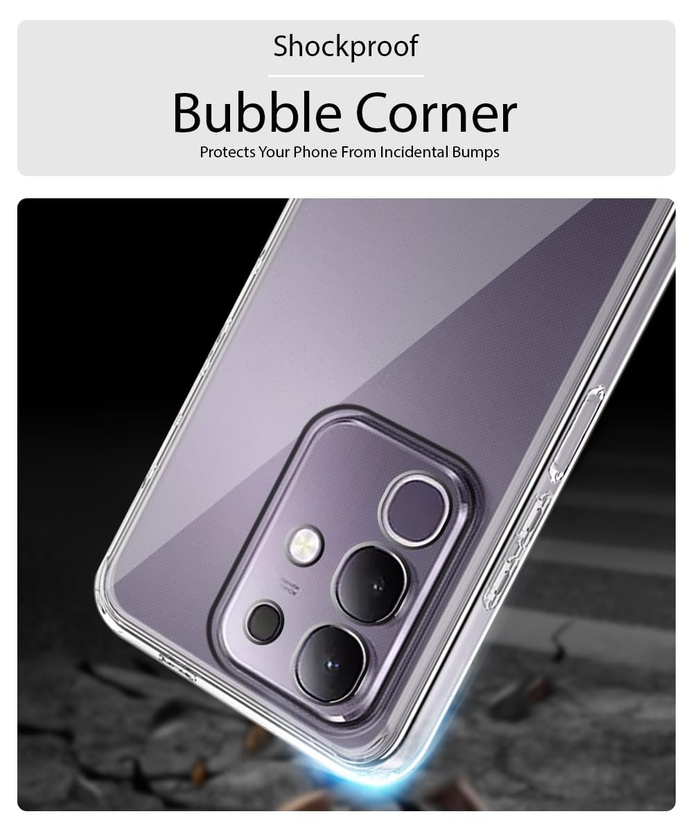 WOW IMAGINE Transparent Back Cover Case for Vivo T4x 5G | iQoo Z10x 5G | Vivo Y31 Pro 5G Raised Bumps for Full Device & Camera Protection Shockproof TPU Silicone Back Case Mobile Cover – Transparent - Image 4