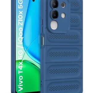 WOW IMAGINE Ultimate Silicone Back Cover Case for Vivo T4x 5G | iQoo Z10x 5G | Vivo Y31 Pro 5G | Heat Dissipation Thin Soft TPU | 360° Camera Protection | Breathable Cooling Holes – Deep Blue