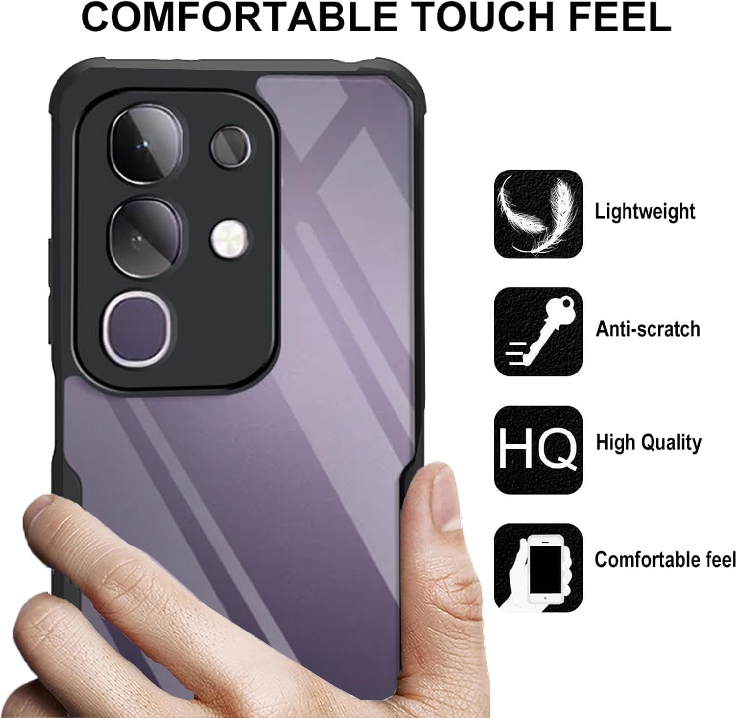 SHINESTAR iQOO Z10x 5G / Vivo T4X 5G Back Cover Case | Ultra Thin 360 Degree Protection Crystal Clear Tranparent Bumper Back Cover Case for iQOO Z10x 5G / Vivo T4X 5G- Black - Image 3