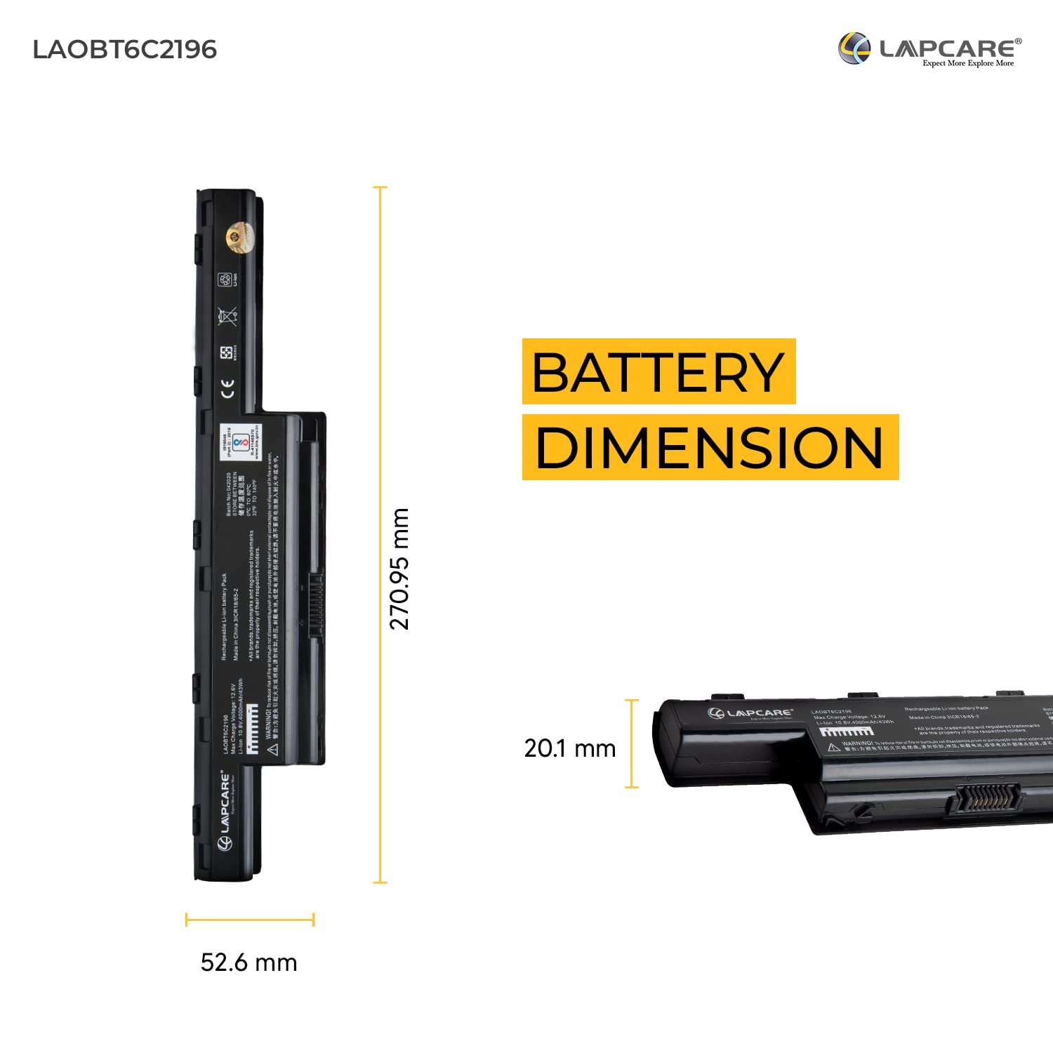 Lapcare 6 Cell Laptop Battery for Acer Aspire 4741 4743 4750 4752 4755 4771 Series-(Black) - Image 3
