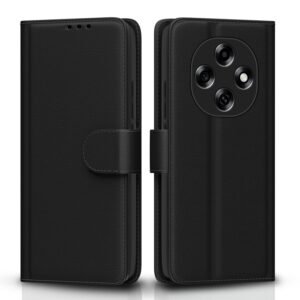 Outlouders Flip Cover for Oppo F31 Pro 5G | Leather Finish | Card Slots | Wallet Stand | Shockproof Protection Flip Case (Black)