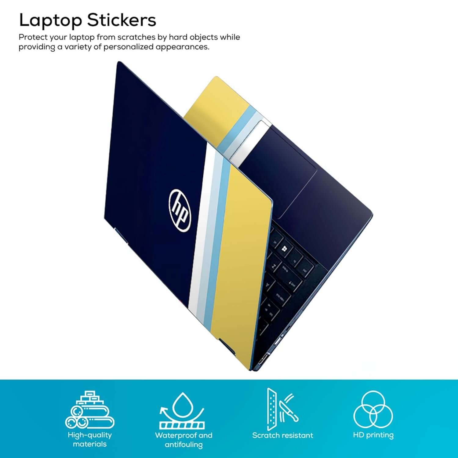 H262 Top+Wrist Pad Vinyl Laptop Skin/Sticker/Cover for 14 Inches Laptops Laminated-Removable-HD Quality Compatible for Hp(13.8x9.6 Inches) - Image 2