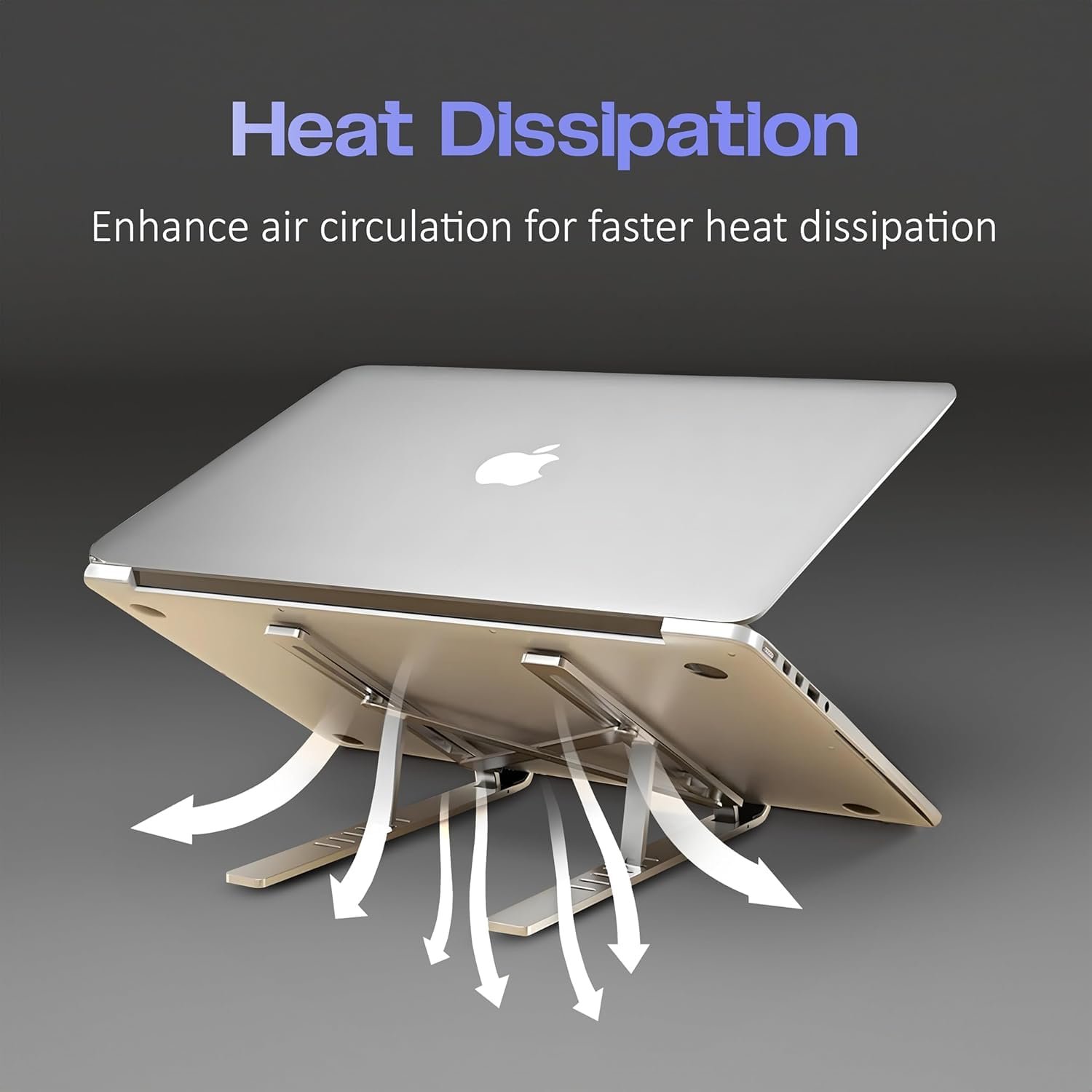 JK Vision 6 Angles Adjustable Aluminum Ergonomic Foldable Portable Tabletop Laptop/Desktop Riser Stand Holder Compatible for MacBook, HP, Dell, Lenovo & All Other Notebook (Grey) - Image 4