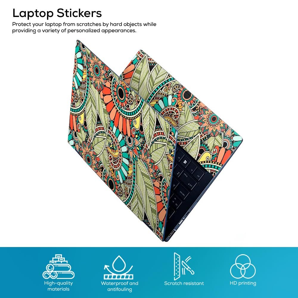 Floral F45 Top+Wrist Pad Vinyl Laptop Skin/Sticker/Cover for 14 Inches Laptops Laminated-Removable-HD Quality Compatible for Hp-Dell-Sony-Lenovo-Asus etc.(13.8x9.6 Inches) - Image 2
