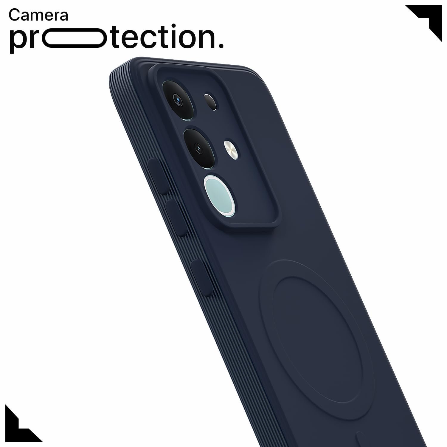 Outlouders Back Cover for Vivo T4x 5G/Y31 Pro 5G/iQOO Z10x 5G Soft Matte Silicone Cover with Slim Fit | Mag-Safe Logo (Not Mag-Safe Compatible) | Shockproof | Camera Protection Bumper Case (Blue) - Image 5