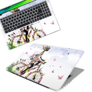 Butterfly Happy Girl Full Body Vinyl Laptop Skin/Sticker/Cover Upto 15.6 Inches Laptops Laminated-Removable-HD Quality Compatible for Hp-Dell-Sony-Lenovo-Asus etc.(15x10 Inches)