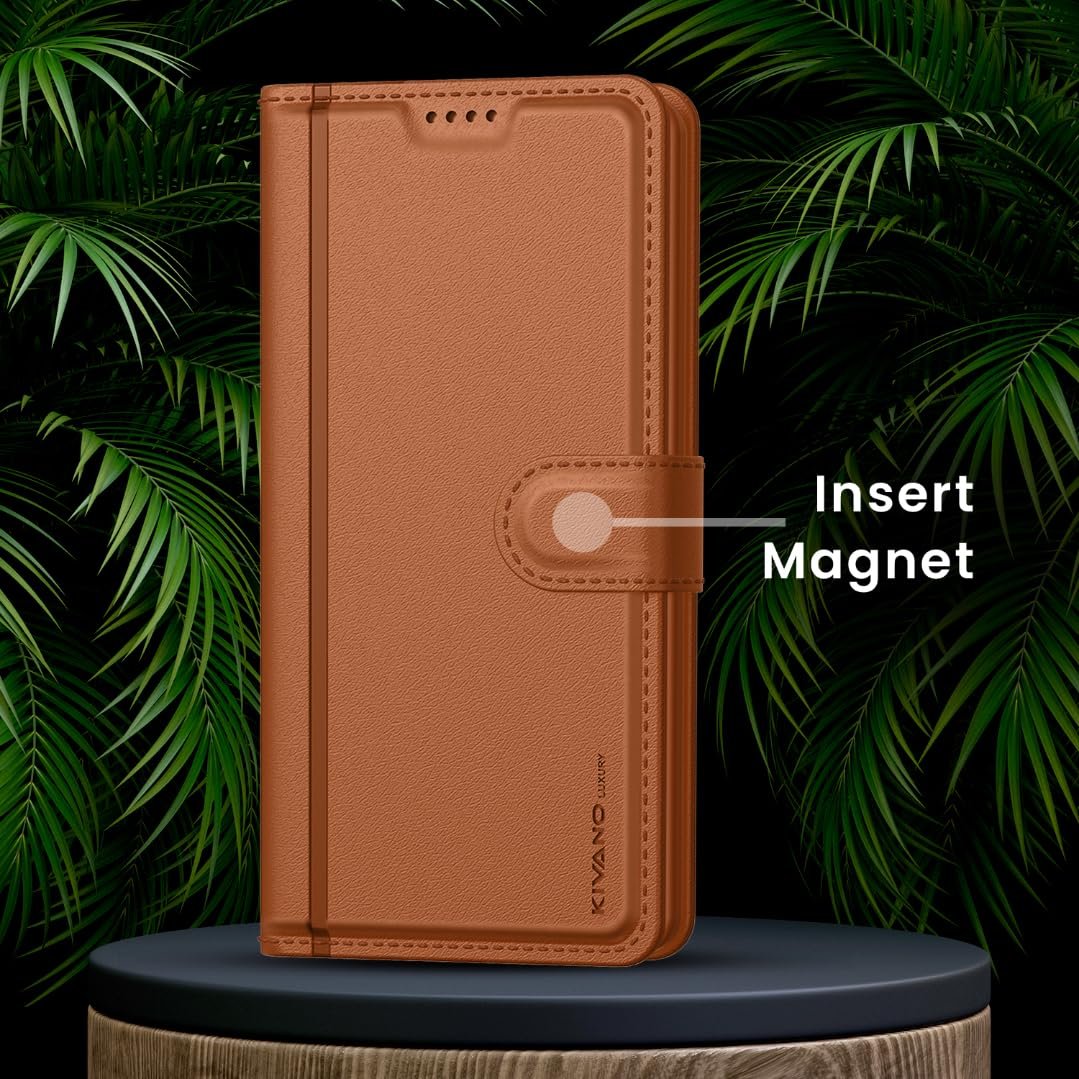 Compatible with Oppo F31 Pro Plus 5G Artisanal Leather Wallet Case with Card Holder for Men Women, Magnetic Flip Folio Cover with Stand RFID Blocking Cell - Image 5