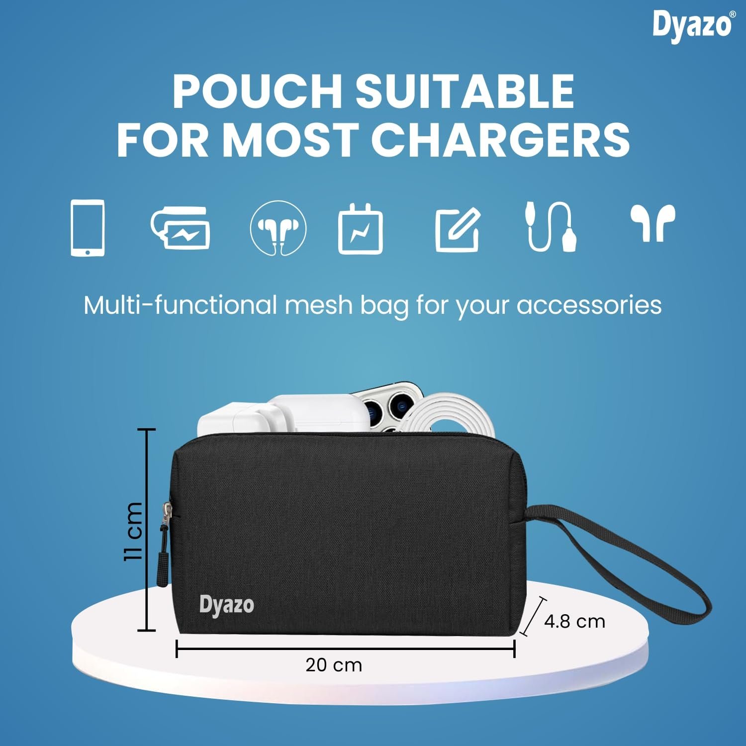 Dyazo 13.3 Inch Slim Laptop Carry Sleeve with Front Pocket & Charger Pouch | Protective Water-Resistant Case Cover | Compatible for MacBook Air/Pro, HP, Dell, Lenovo, Asus & Other Notebooks (Black) - Image 4