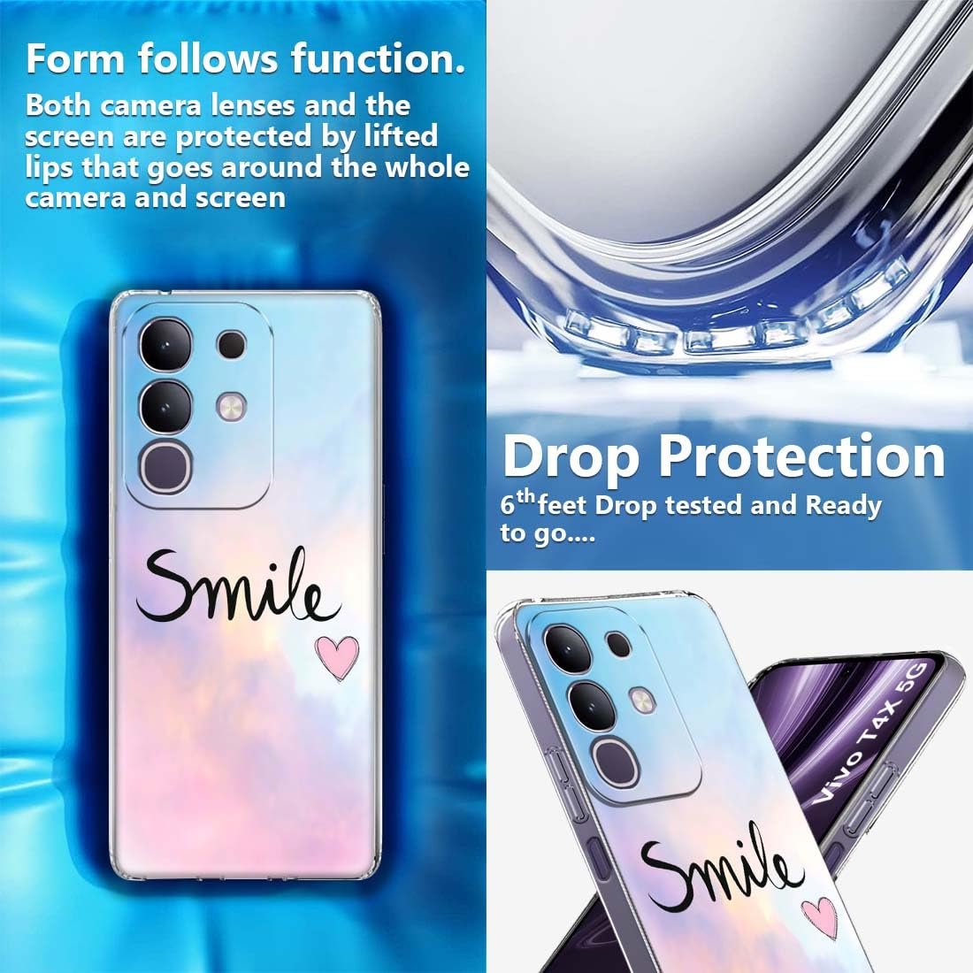 Fashionury Designer Soft Back Cover Case Compatible for Vivo T4x 5G, Printed,Transparent,Flexible, Silicon for Vivo T4x 5G -D2009 - Image 3