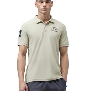 TECHNOSPORT Men’s Slim Fit Solid Half Sleeve Polo T-Shirt for Gym, Sports & Running