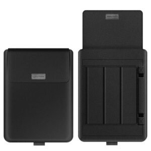 Midkart 15-16 inch Laptop Sleeve Compatible with MacBook Pro 15/16, HP, Dell, ASUS, Lenovo, PU Leather with Built-in Laptop Stand, Mouse Pad, Pouch and Cable Organizer, Black