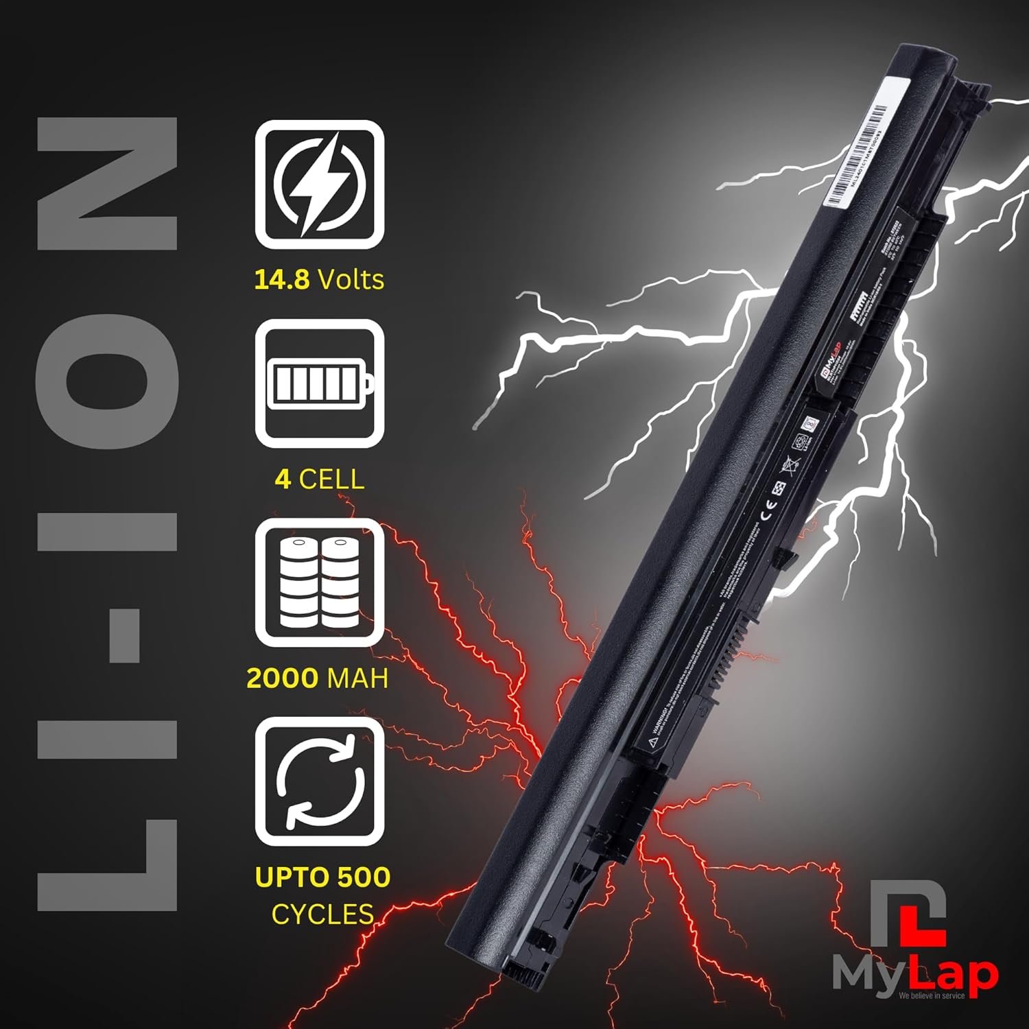 MYLAP HS04 Battery for HP HS04 4-Cell Compatible for Hp Pavilion 15-AY542TU, 15-AY542UR, 15-AY543TU, 15-AY543UR Laptop Battery Compatible with Hp Pavilion Laptops (Black) - Image 3