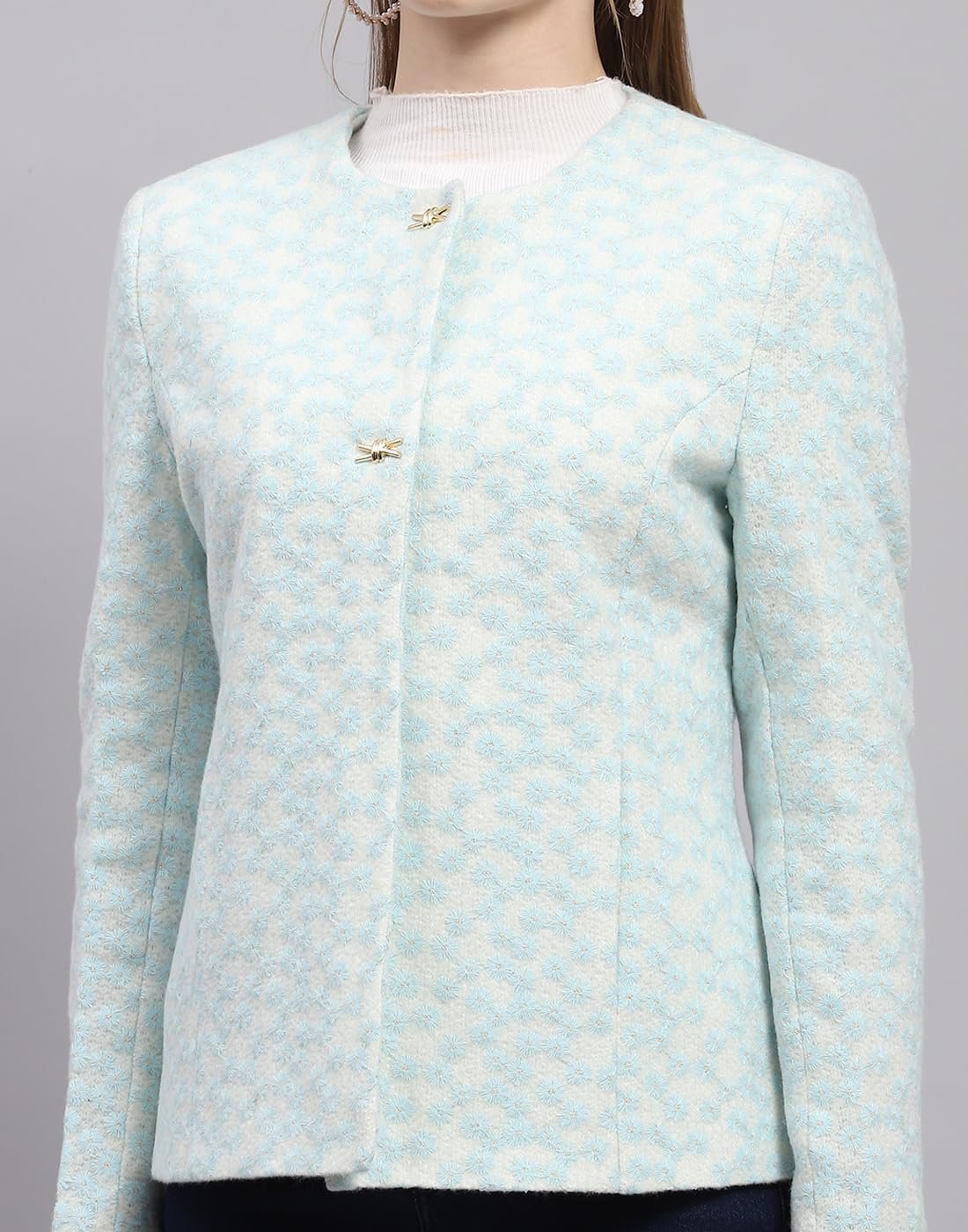 Monte Carlo Womens Embroidered Round Neck Full Sleeve Coat (224067306) - Image 6