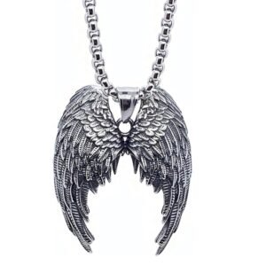 Chain for Man, Angel Wing Titanium Steel Pendant Necklace, Stylish Men Neck Chain with Gothic Design, Gift for Boyfriend Husband, Everyday Wear and Special Occasions