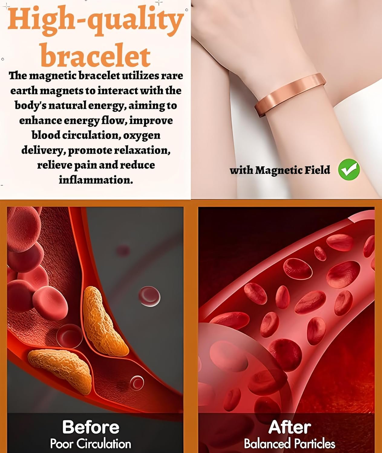 New Upgrades in 2025 2 Pcs Copper Bracelet for Men and Women 99.9% Pure Copper Bangle 7.5in Adjustable for Arthritis with 6 Magnets for Effective Joint Pain Relief, Arthritis, RSI, Carpal Tunnel - Image 5