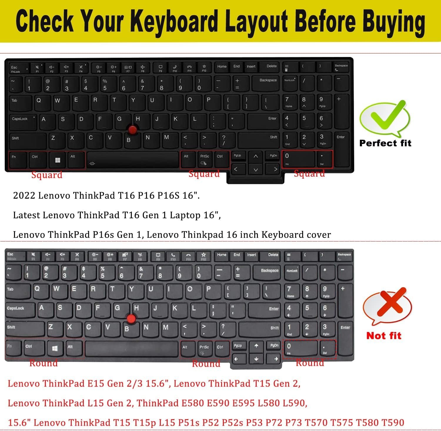 RAYA Silicone Keyboard Cover for Lenovo Thinkpad E16 Thinkpad L16 Thinkpad T16 (Gen2/Gen3) Thinkpad P16 (Gen2/Gen3) Keyboard Protector (Transparent) - Image 2