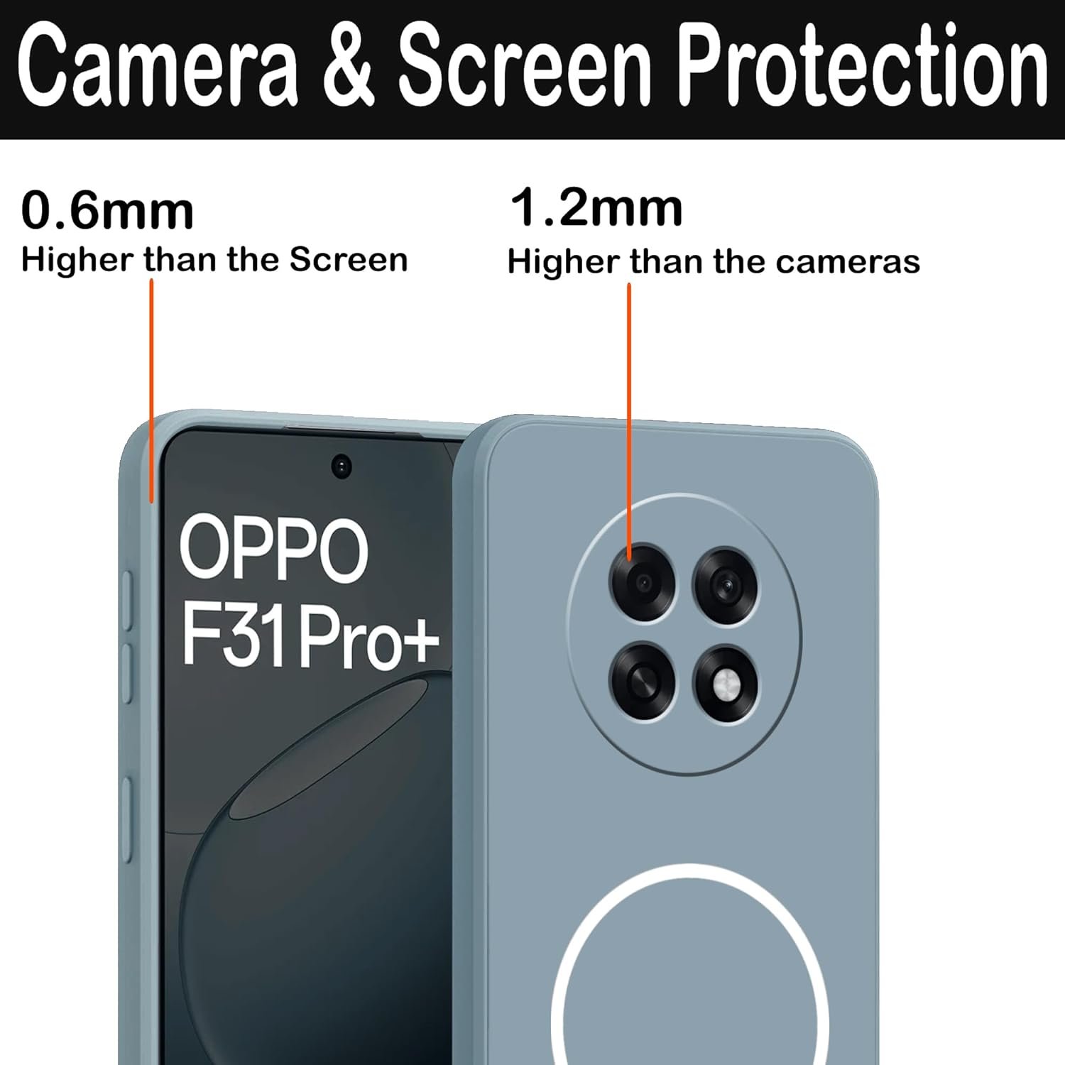 amazon basics Back Cover for Oppo F31 Pro Plus 5G | Ultra Slim Soft Rubberised Case | Magsafe Logo Printed (Not Magsafe Compatible) | Camera Protection - Gray - Image 3