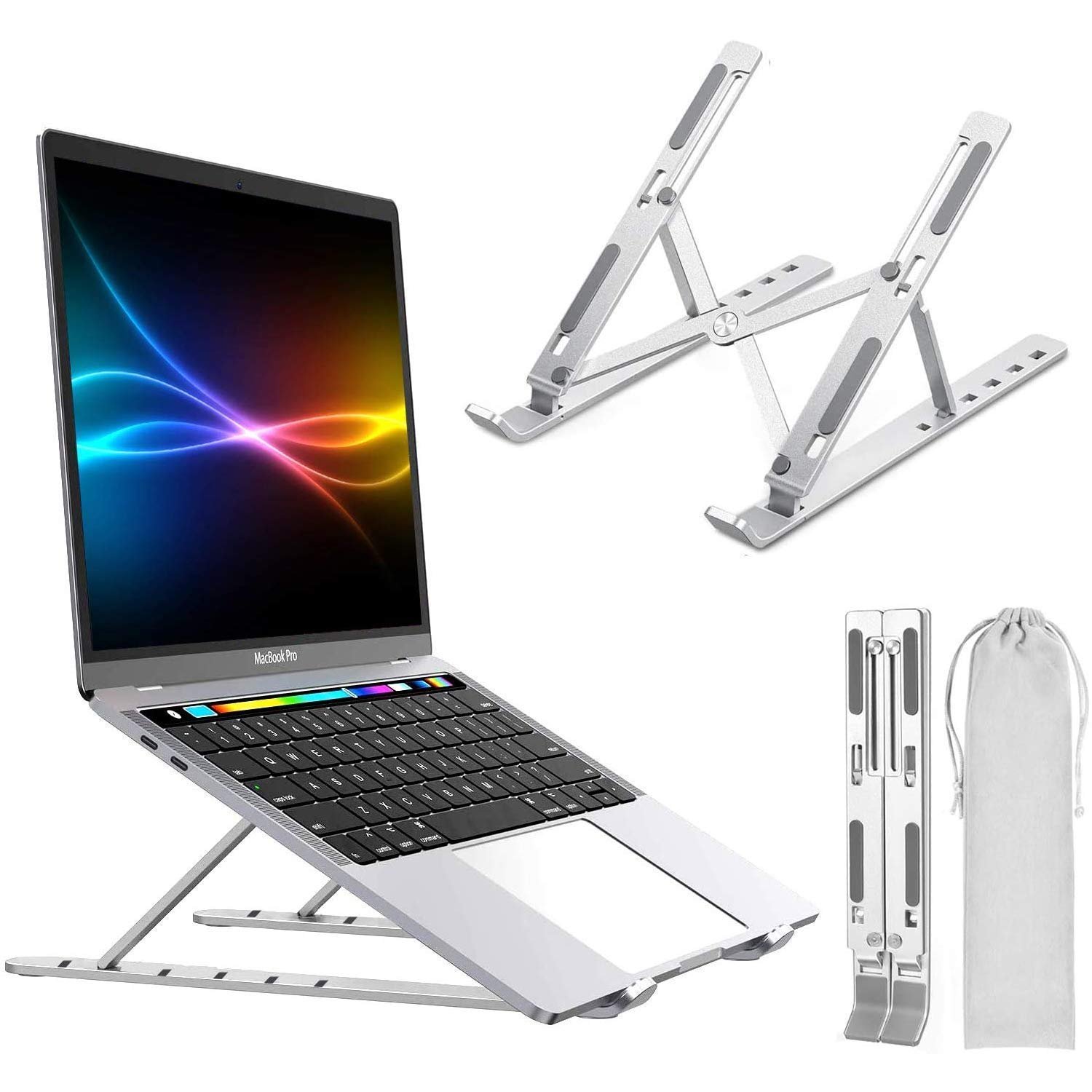 SONIQE Laptop Stand Adjustable Foldable Laptop Table, Computer Stand Ergonomic Portable Tablet Stand Foldable Compatible with Mac Book Air Pro, Dell XPS, HP, Lenovo Laptop Stand Aluminum Material