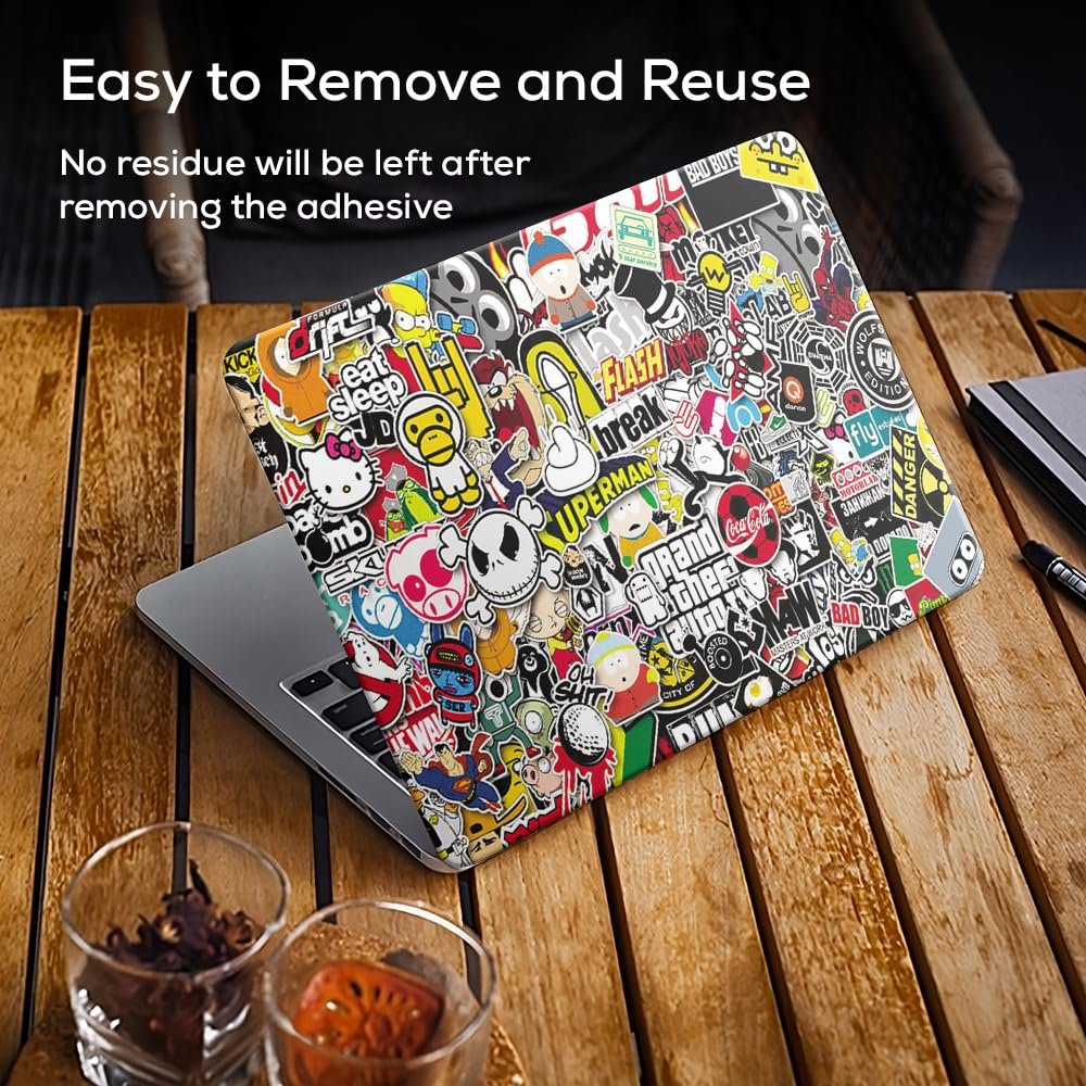 GTA, Eat Sleep Top+Wrist Pad Vinyl Laptop Skin/Sticker/Cover Upto 15.6 Inches Laptops Laminated-Removable-HD Quality Compatible for Hp-Dell-Sony-Lenovo-Asus etc.(15x10 Inches) - Image 3