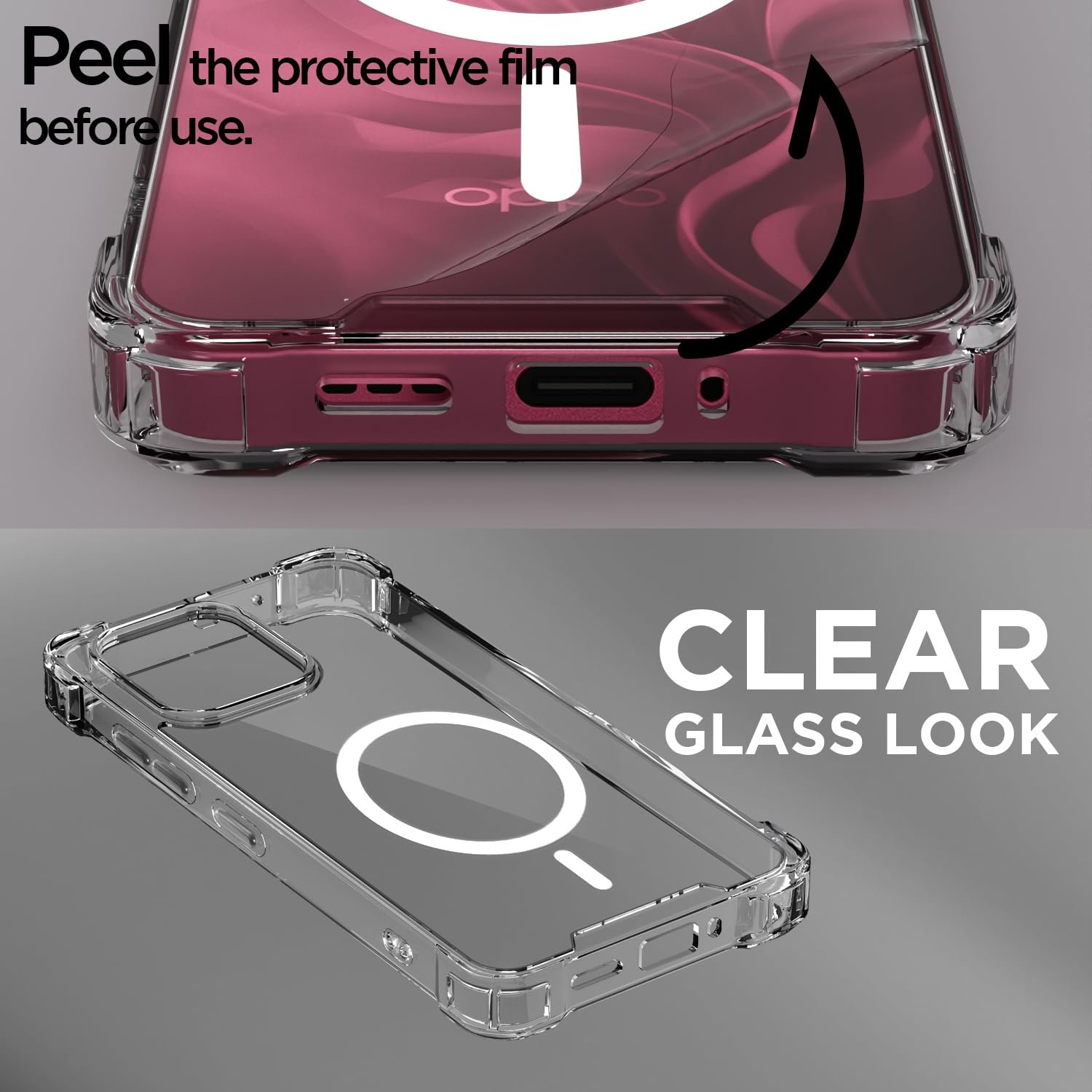 Pikkme Back Cover for Oppo F31 5G Mag-Safe Shockproof PC + TPU Protective Case Magnetic Support Bumper Case (Transparent Mag-Safe) - Image 3