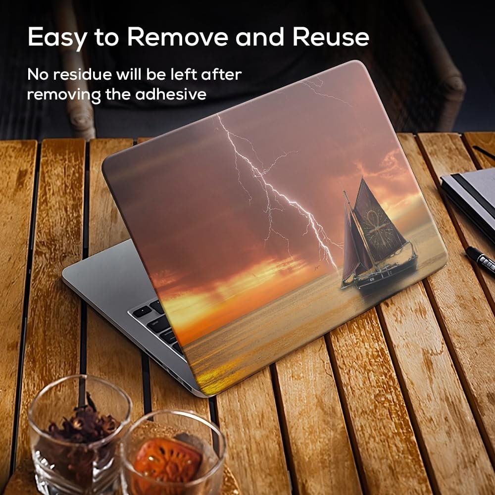 Boat in Storm Top+Wrist Pad Vinyl Laptop Skin/Sticker/Cover Upto 15.6 Inches Laptops Laminated-Removable-HD Quality Compatible for Hp-Dell-Sony-Lenovo-Asus etc.(15x10 Inches) - Image 3